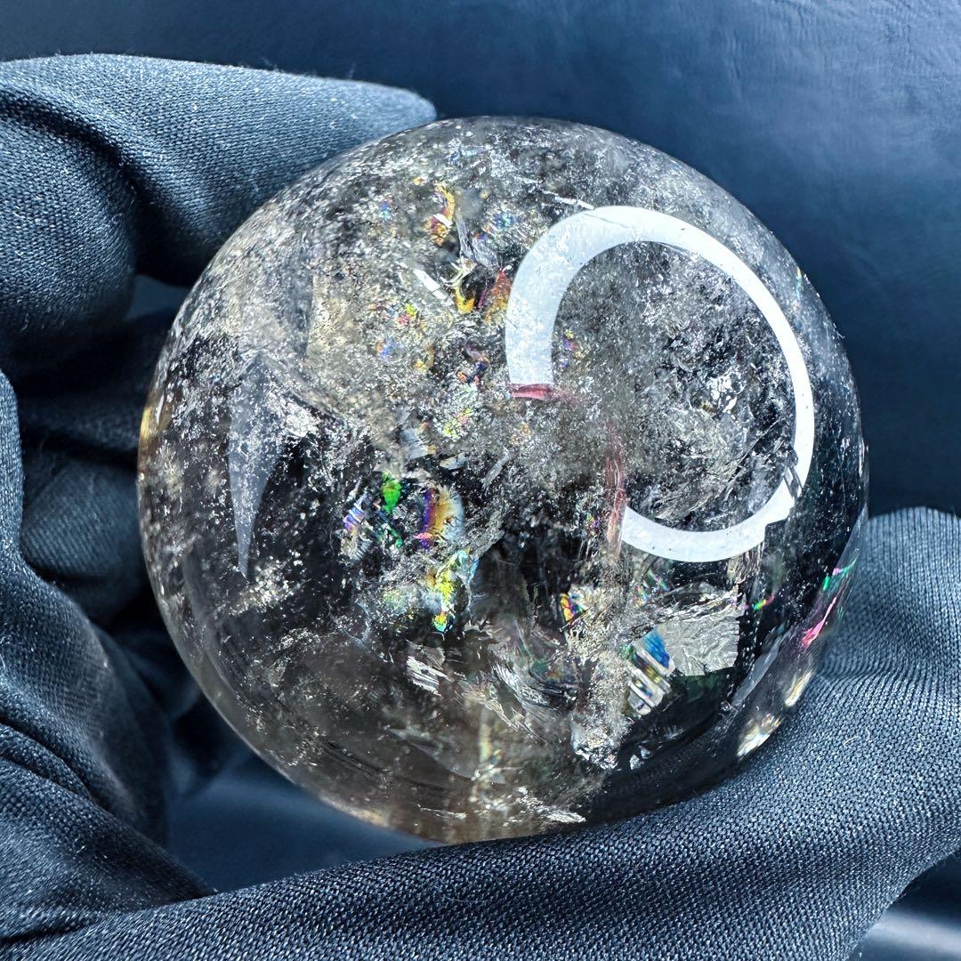 開運 魔除 ❗️レインボー☆スモーキークォーツ丸玉☆パワーストーン天然石A1117