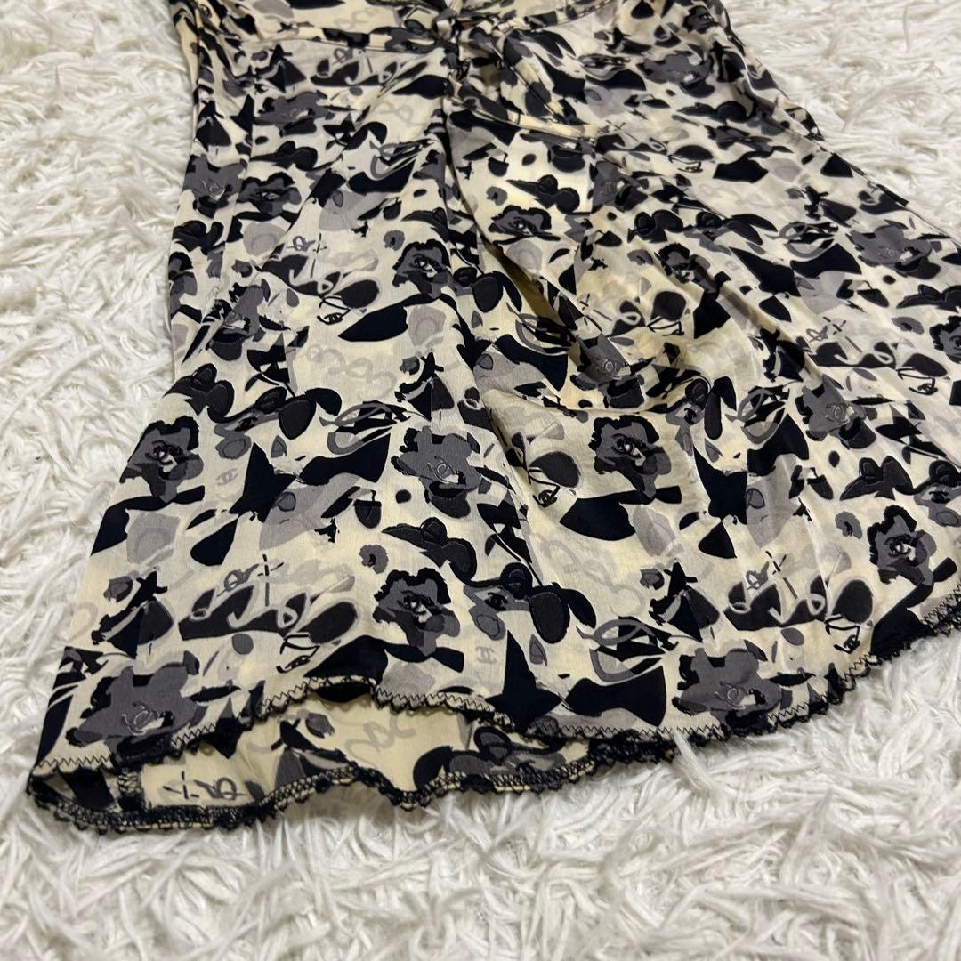 良品✨CHANEL 42 シルク フラワー カメリア ココマーク キャミソール