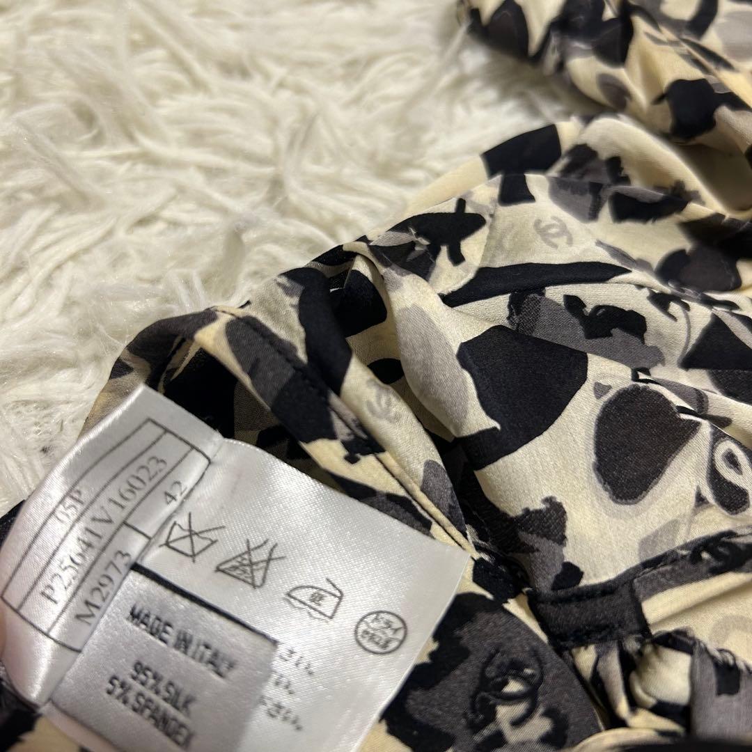 良品✨CHANEL 42 シルク フラワー カメリア ココマーク キャミソール