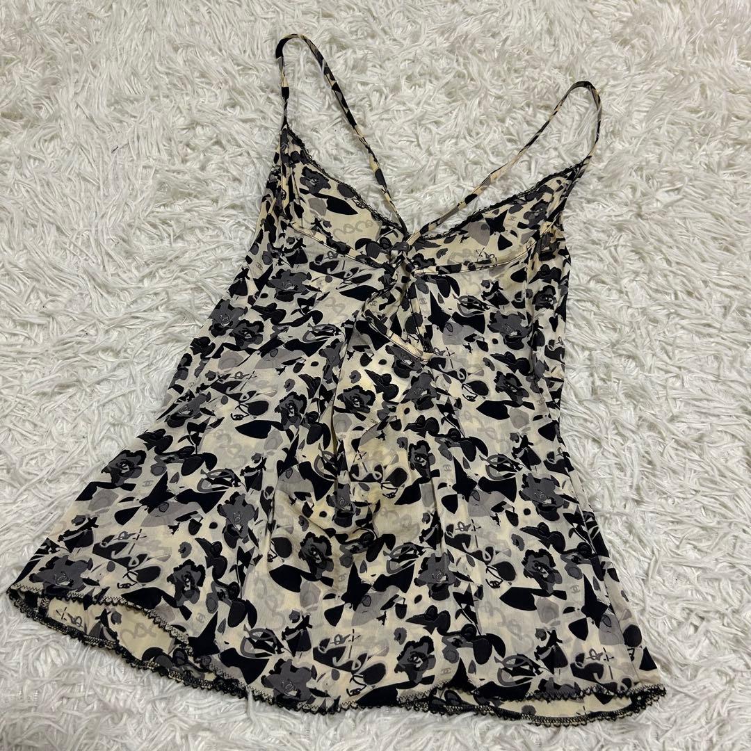 良品✨CHANEL 42 シルク フラワー カメリア ココマーク キャミソール