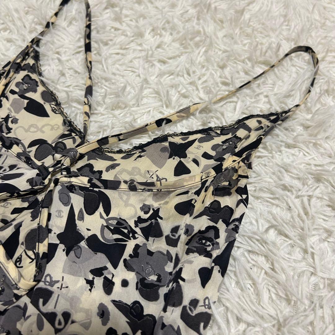 良品✨CHANEL 42 シルク フラワー カメリア ココマーク キャミソール