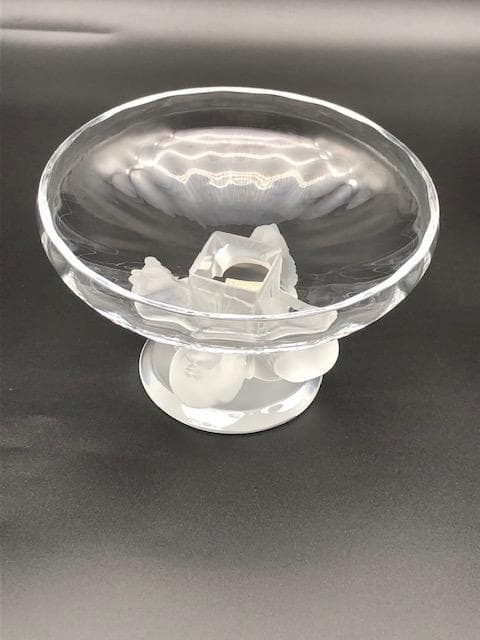 ラリック　コンポート用の透明感のあるクリスタルガラスのお皿