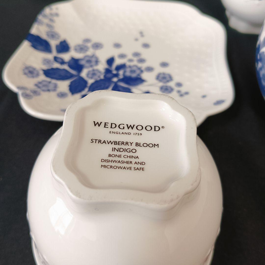 ウェッジウッド　ストロベリーブルーム　インディゴ　セット　ポット　カップ　皿