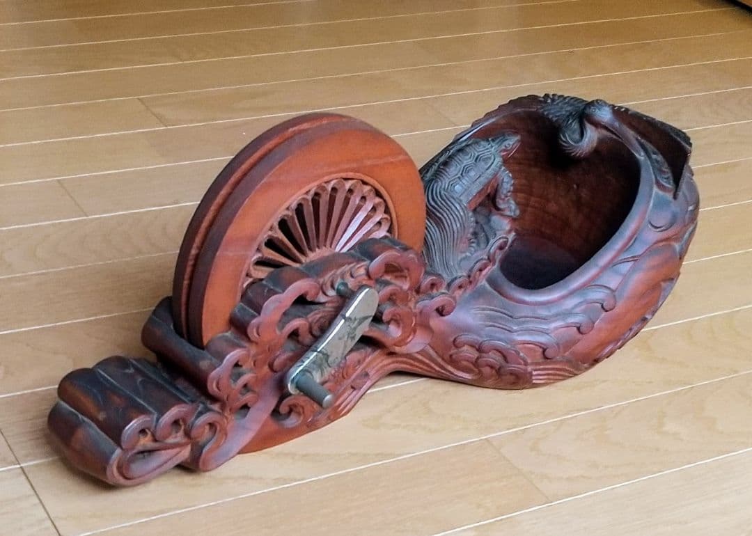 一文字正兼作　【墨壺】 鶴 亀　アンティーク