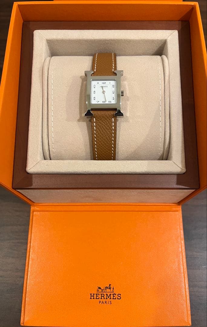 HERMES クォーツ時計 ホワイト/ブラウン