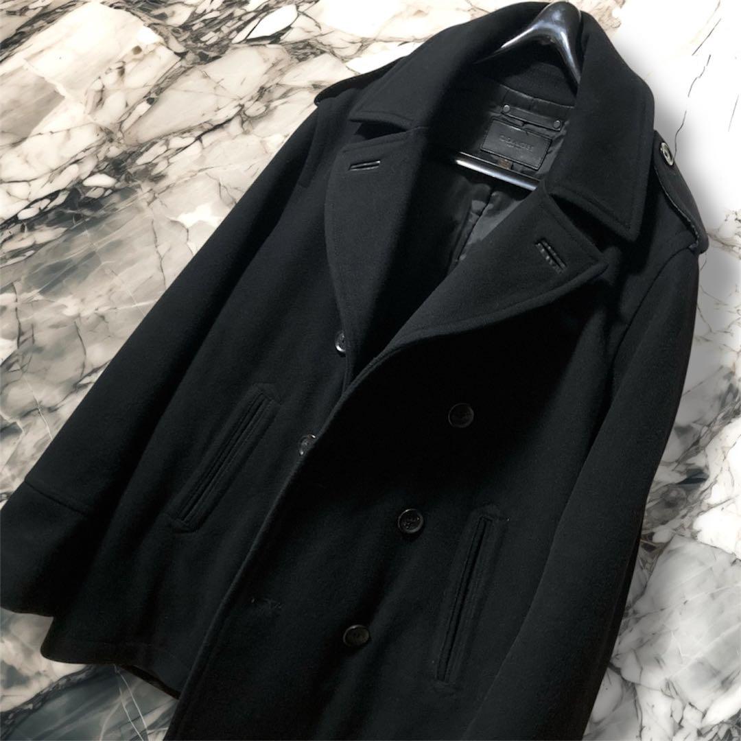 上美品 COACH コーチ ウール Pコート ビジネスコート