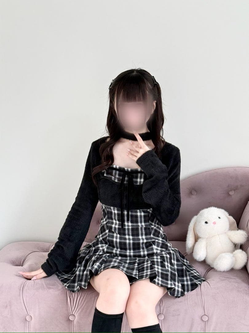 NoGenki BunnyLis ファーボレロ× チェックミニワンピ ブラック