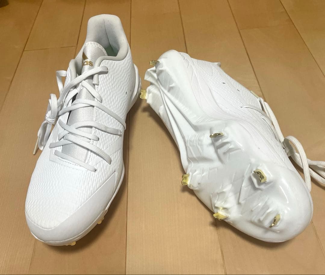 adidas ホワイト 金属スパイクシューズ 28cm