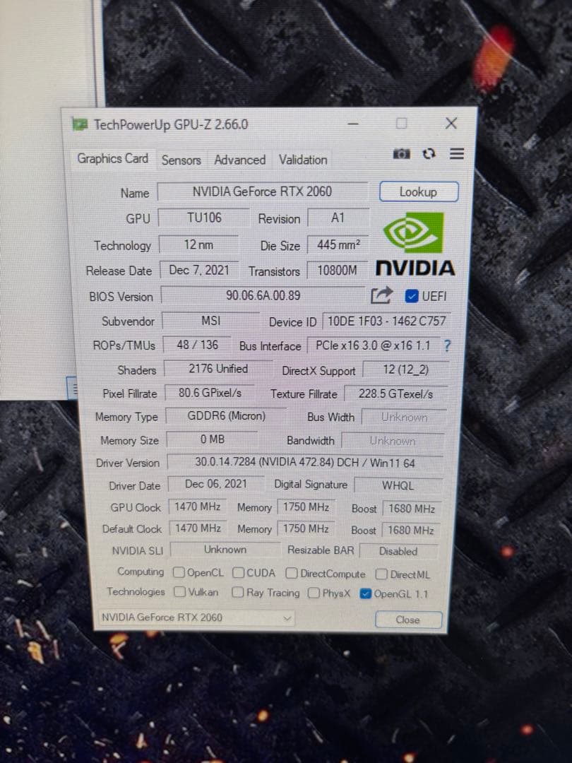 MSI RTX 2060 VENTUS 12GB GDDR6 ジャンク