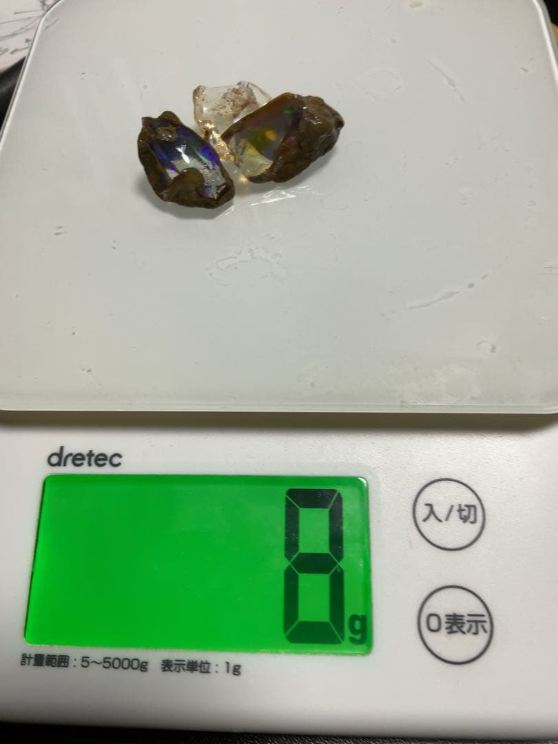 【40CT分】エチオピア　オパール　原石 3つセット　青　透明　ウェロ産