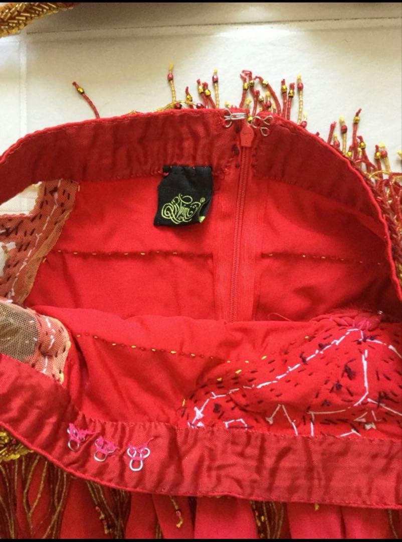 赤　ベリーダンス衣装　　レジェンド衣装　　アームアクセサリーつき