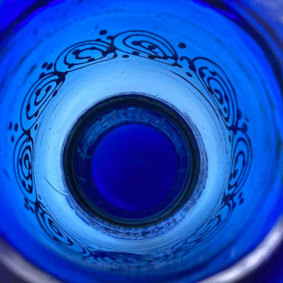 花瓶 花器 フラワーベース シーシャ 硝子 ボトル 瓶 青 レトロ ヴィンテージ