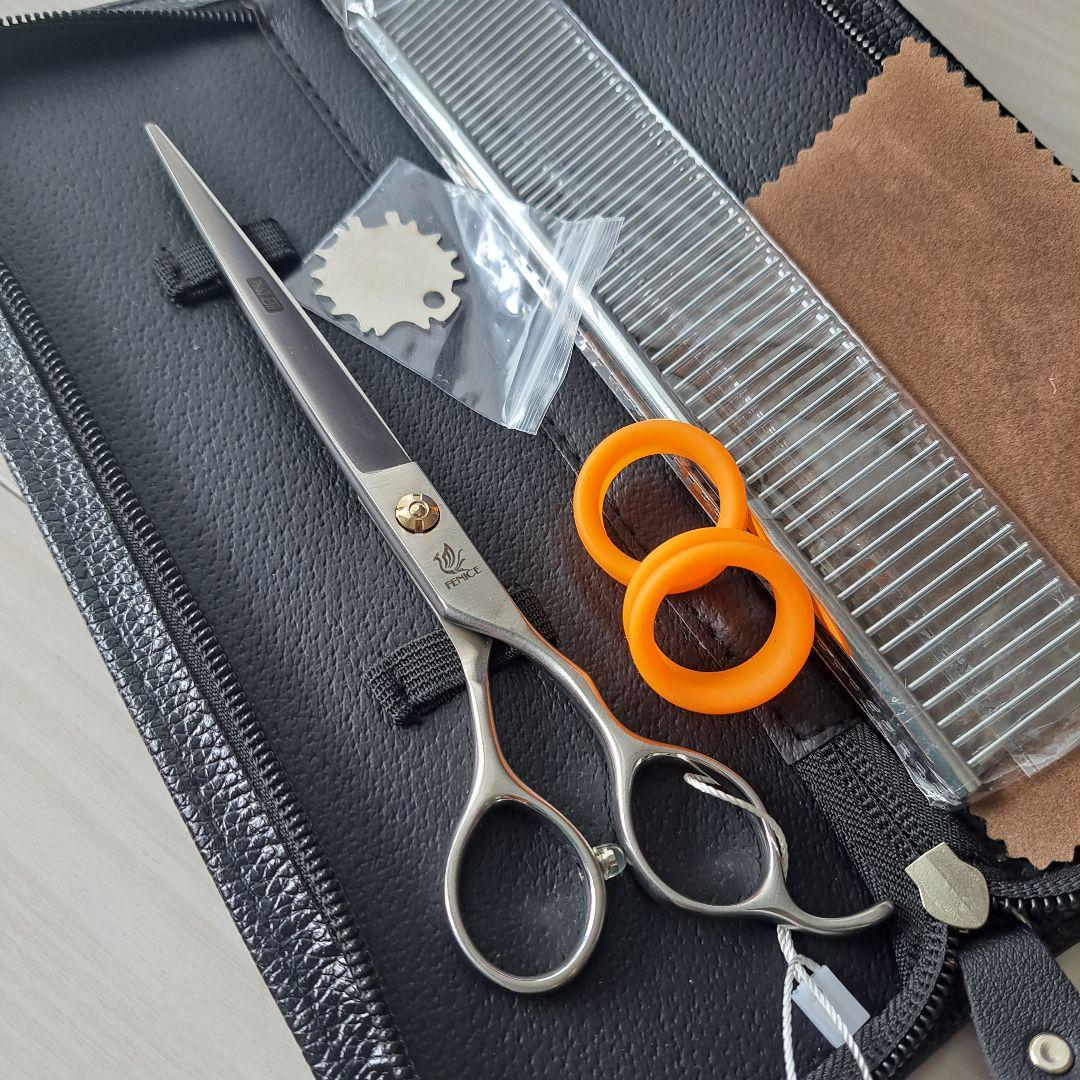 新品★フェニーチェ ストレートシザー★ギザ刄★トリミングシザー★7.5インチ
