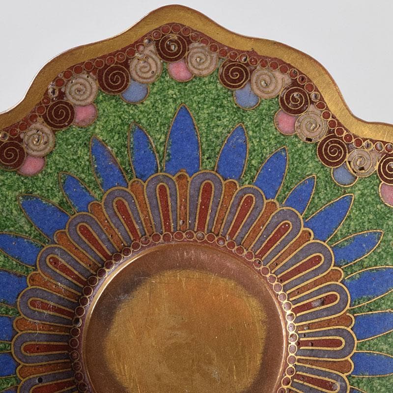 中国　古七宝琺瑯彩　神獣文　煎茶碗　茶托　D　R9211