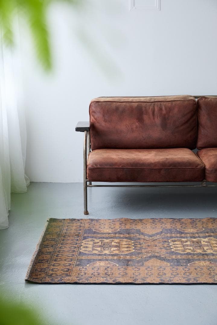 ヴィンテージラグ　トライバルラグ　バルーチ族（205×102cm）茶・濃茶・紺