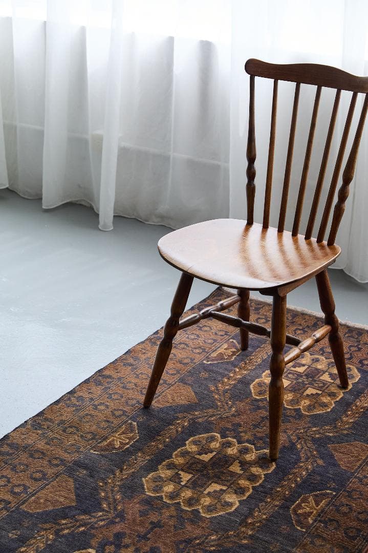 ヴィンテージラグ　トライバルラグ　バルーチ族（205×102cm）茶・濃茶・紺