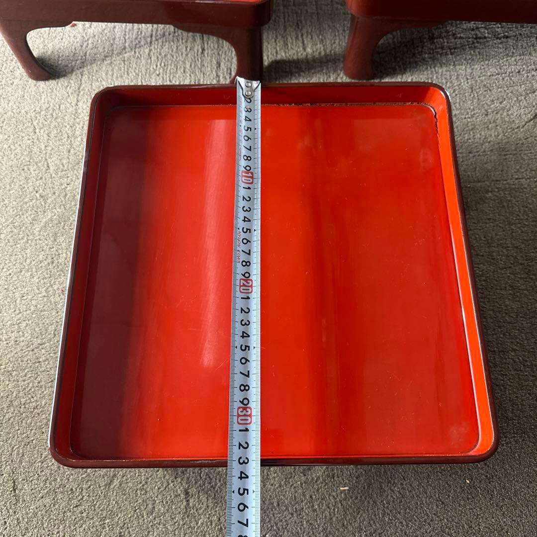 A 旧家 輪島塗 高脚膳 5客 時代漆器 専用木箱付き アンティーク き