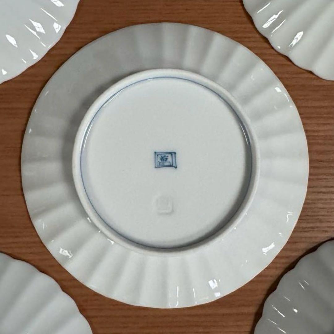 伊万里焼 畑萬陶苑：鍋島 帯柄文 菊割取皿×5枚セット☆