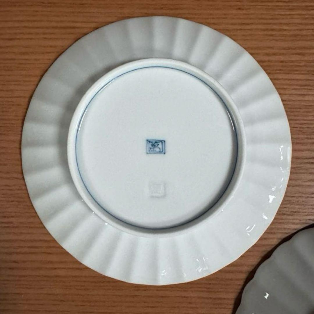 伊万里焼 畑萬陶苑：鍋島 帯柄文 菊割取皿×5枚セット☆