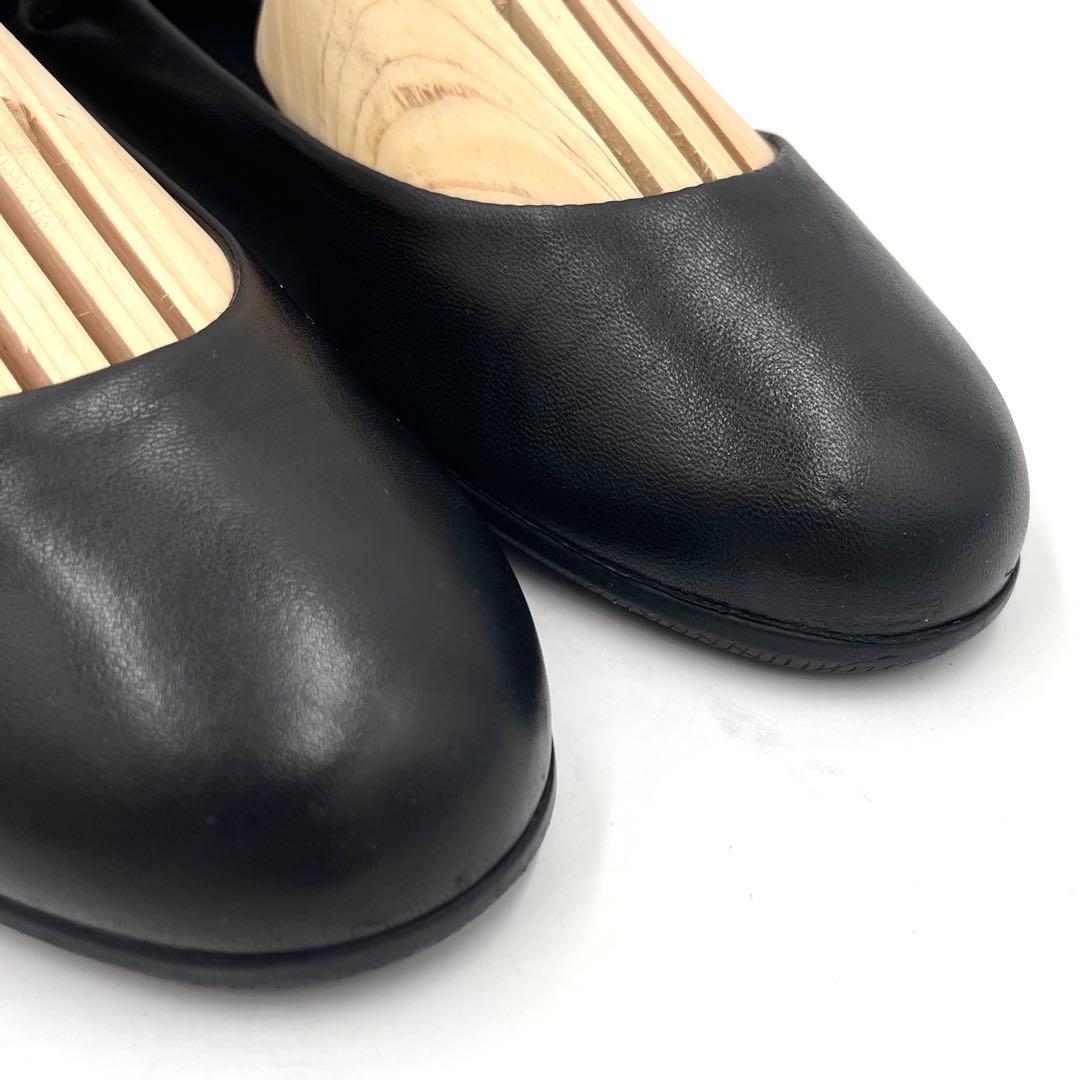 7LS10_美品 プラダ メリージェーン フラットシューズ 黒 ナッパレザー37