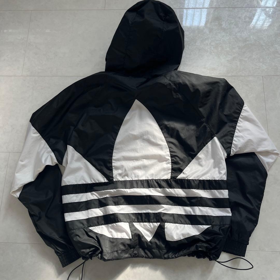 アディダス ビッグトレフォイル ナイロンジャージ 白黒 XL