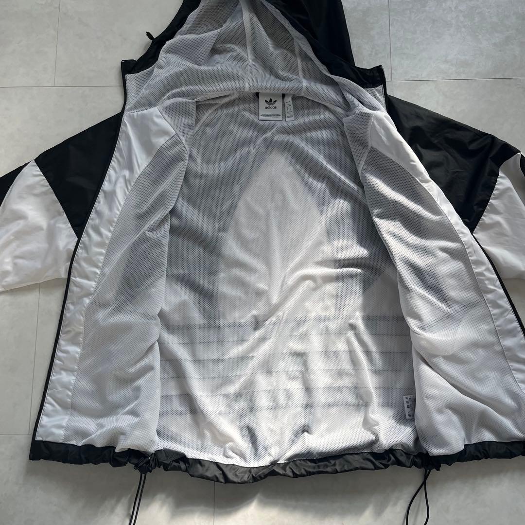 アディダス ビッグトレフォイル ナイロンジャージ 白黒 XL