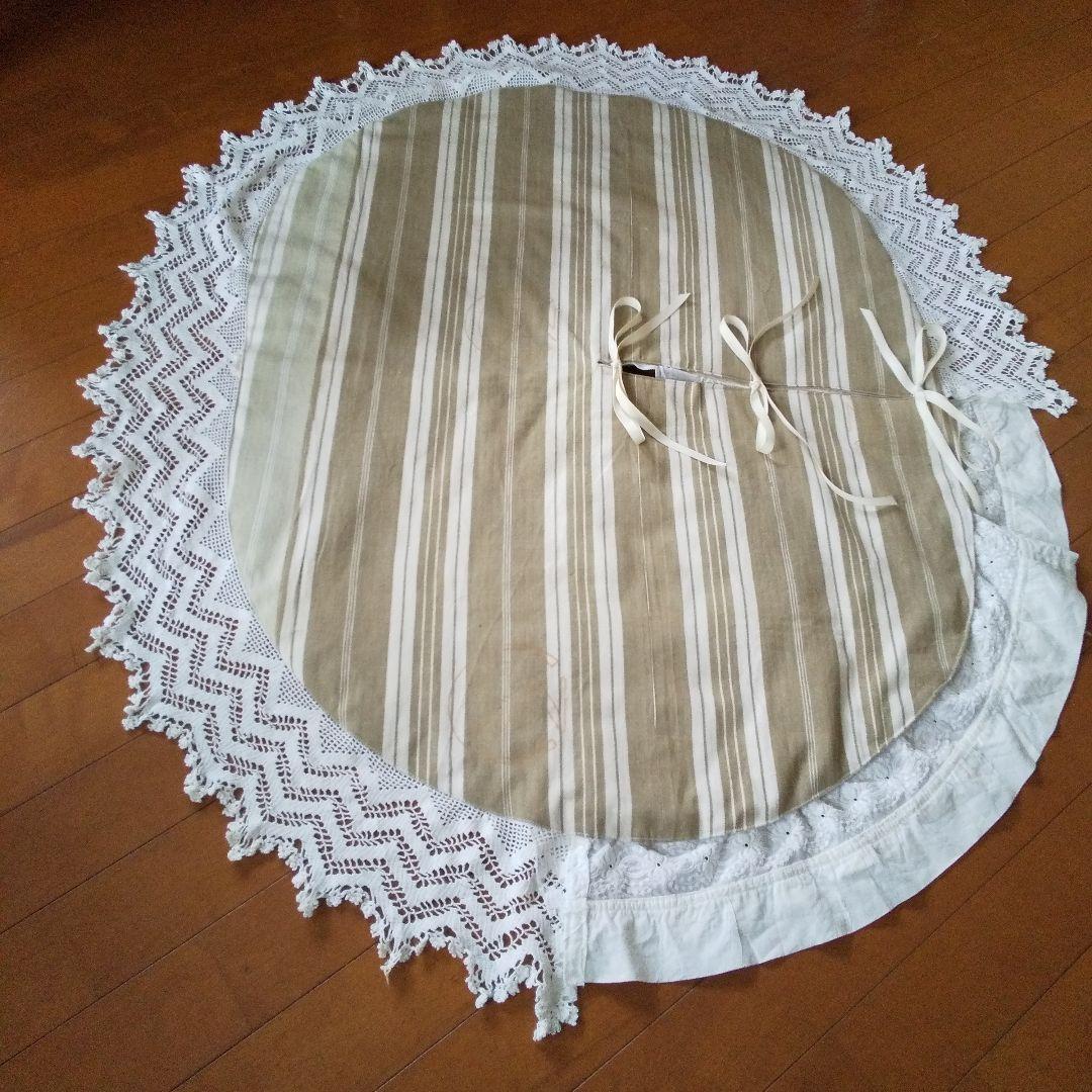 フランスアンティークレース 素材のツリースカート ラグ フリークロス