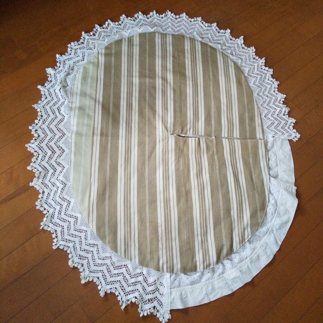 フランスアンティークレース 素材のツリースカート ラグ フリークロス