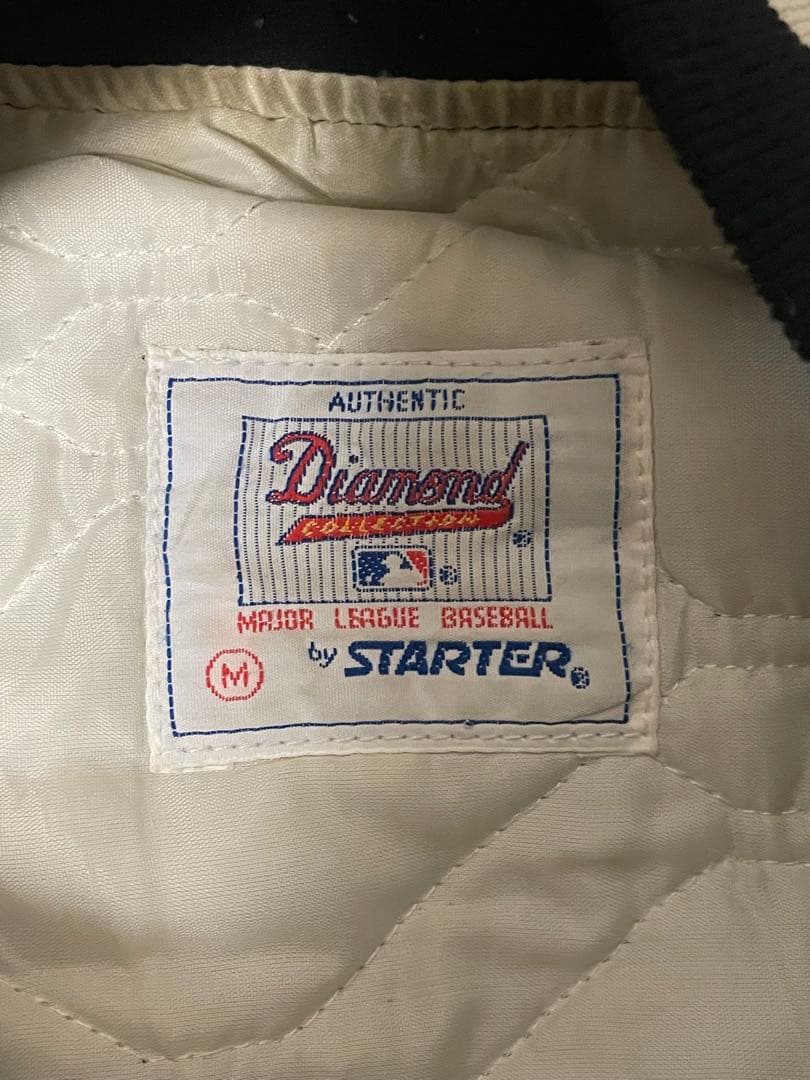 starter 90s ホワイトソックス　MLB ブラック スタジャン 刺繍ロゴ