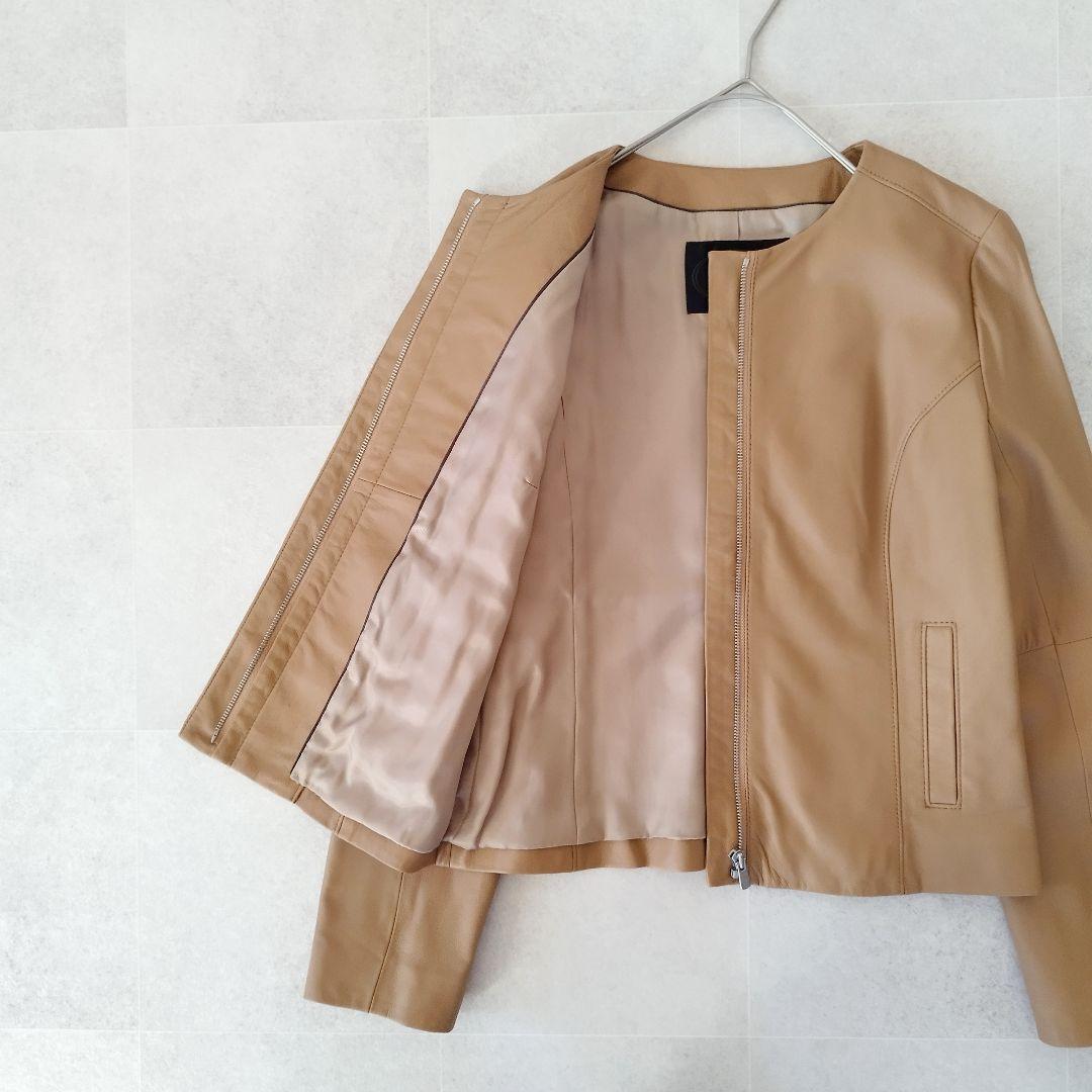 美品！ アンタイトル ライダースジャケット ラムレザー ノーカラー