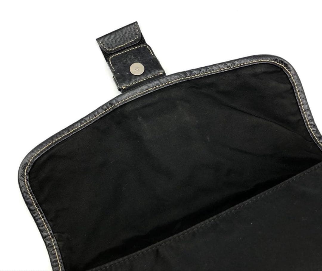【極美品】 PRADA ショルダーバッグ 三角ロゴプレート ナイロン レザー