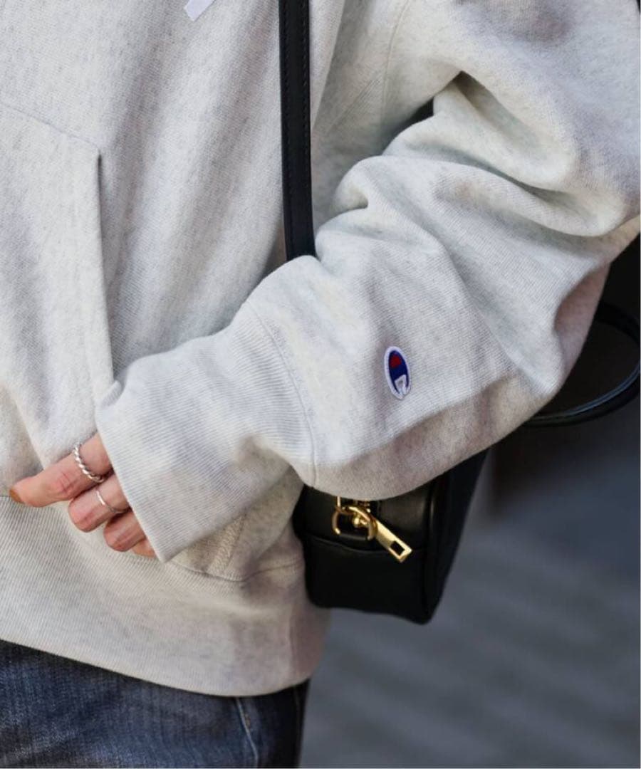 チャンピオン別注REVERSE WEAVE11.5OZロゴハーフジップ