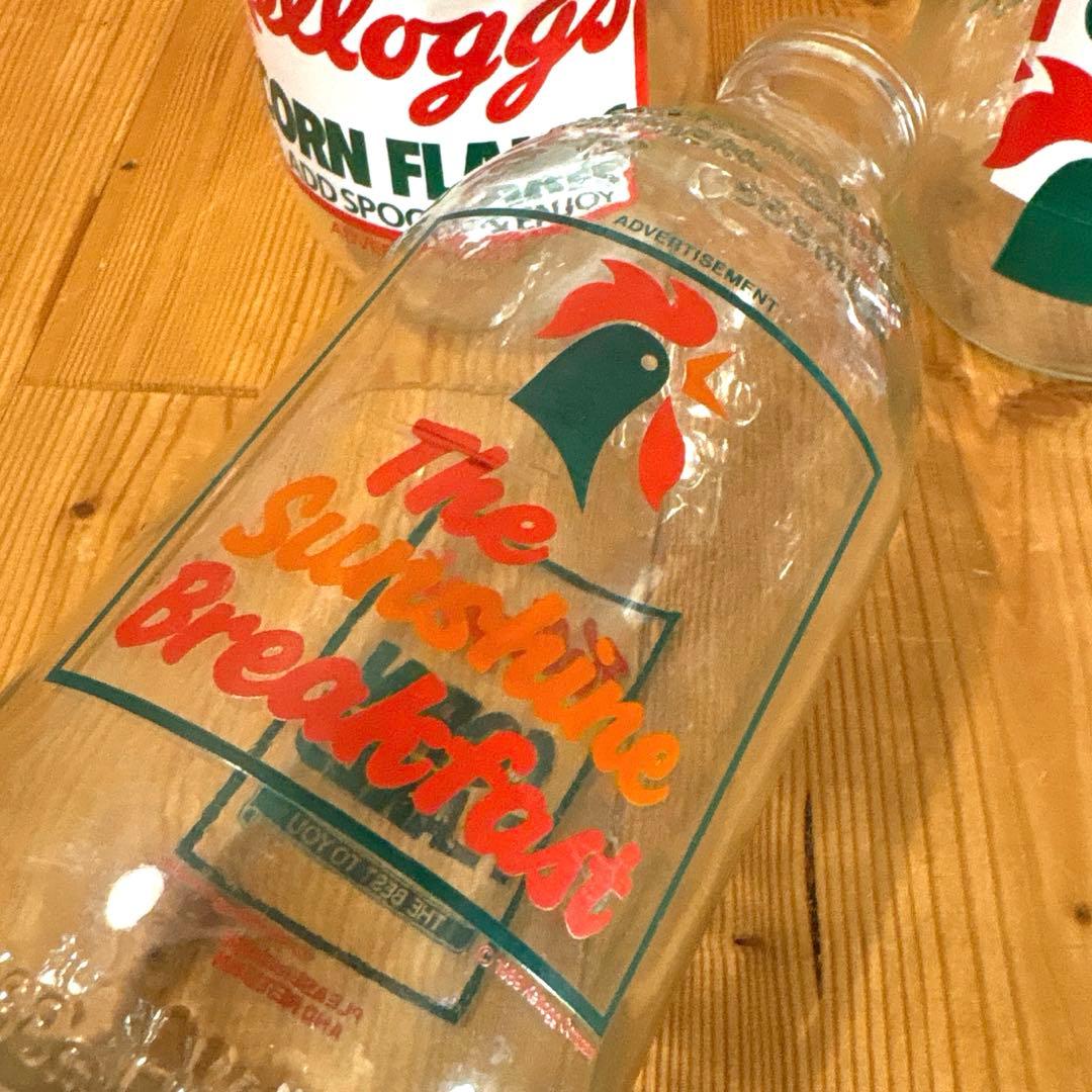 80年代　ケロッグ　ボトル　牛乳瓶　セット　コーネリアス　トニータイガー