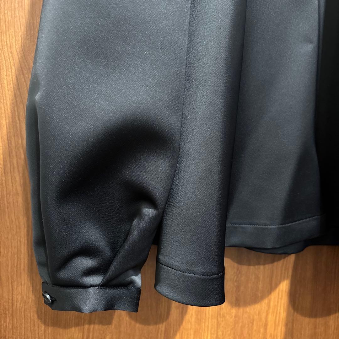 OHGA サテンブラウス スタンドフリル ブラック