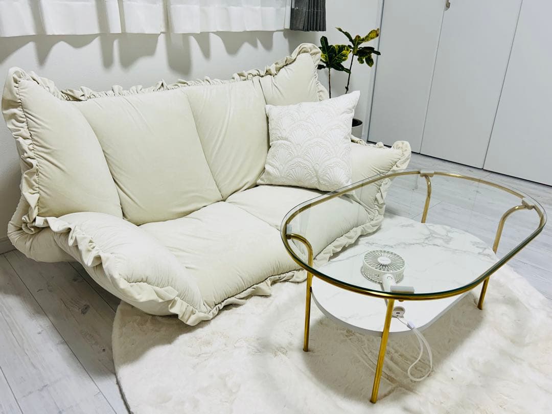 【Francfranc】カラン フロアソファ ホワイト（W1120～1570）