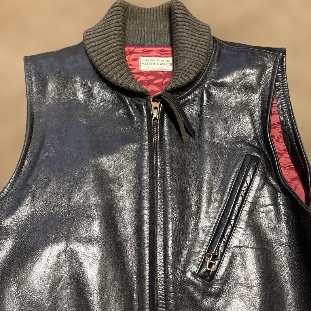 カ*シ様 ジャンク品　36inch ウエストライド　レザーベスト