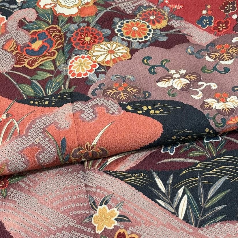 ゆりのはな　訪問着　京友禅ボカシ染め　金彩入り　紋意匠　吉祥模様　正絹　A504