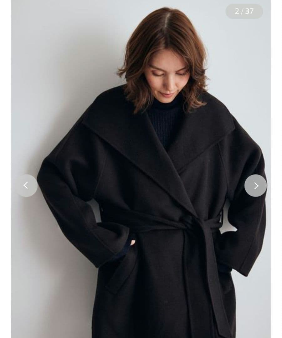 新品タグ付　共ベルト付きビックカラーミディ丈コート