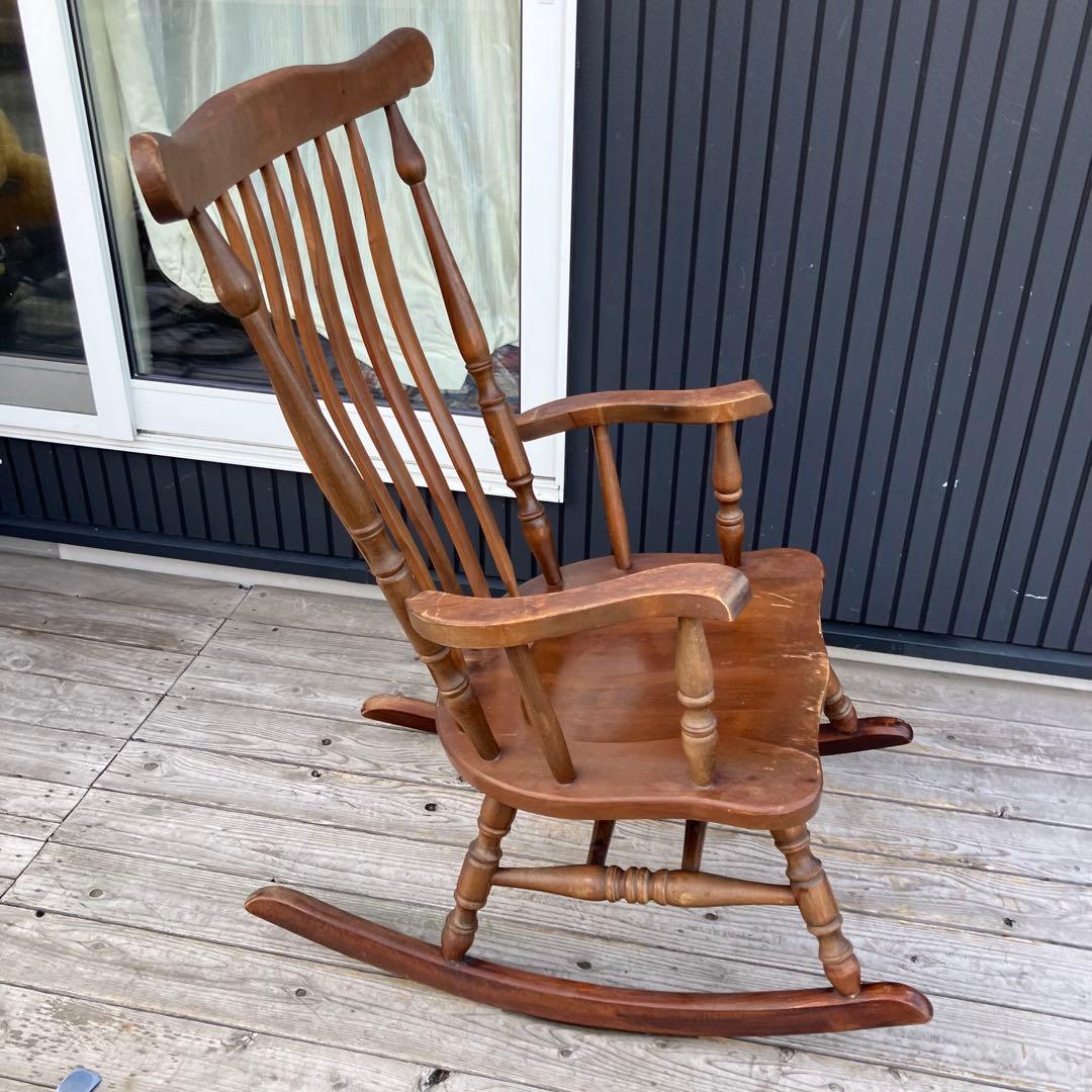 昭和レトロ 秋田木工 木製 ロッキングチェア アームチェア 古家具 ビンテージ