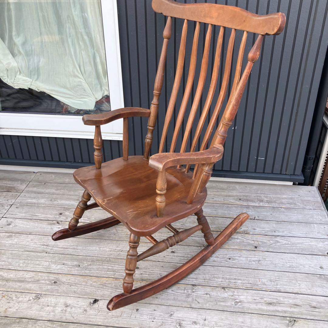 昭和レトロ 秋田木工 木製 ロッキングチェア アームチェア 古家具 ビンテージ