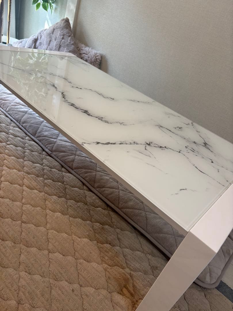 センターテーブル CTエスペルト120 WH 大理石風ガラステーブル