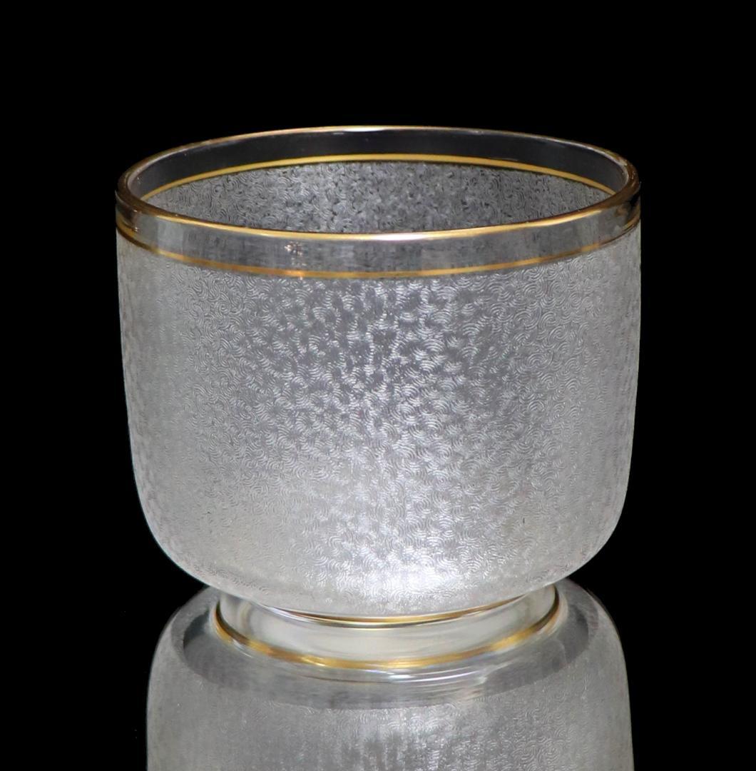 オールド・バカラ 春海商店 特別注文品稀少型 青海波模様 大型金彩蓋物 小物入れ