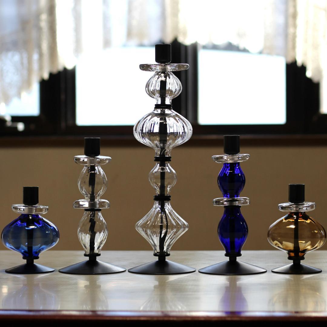 【美品・刻印】エリックホグラン　キャンドルスタンド オニオン型2段　クリア 02