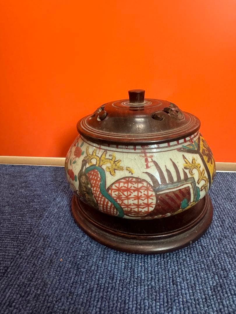 1678 中国骨董　呉須赤絵　香炉　時代物
