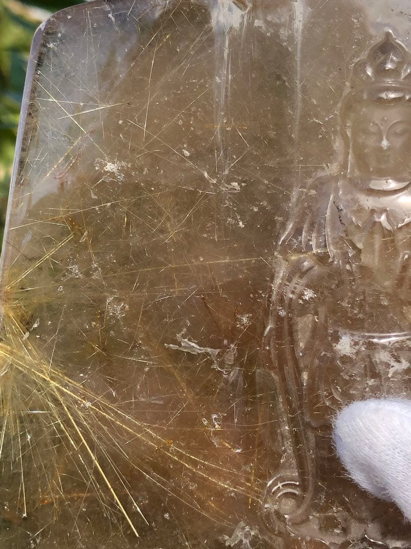 ❤️買い得　345g 観音様　最強財運超レア　強いパワー　ゴールドルチルクォーツ