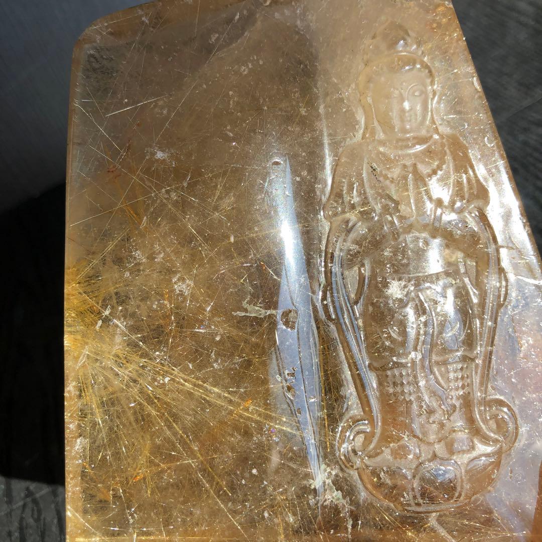 ❤️買い得　345g 観音様　最強財運超レア　強いパワー　ゴールドルチルクォーツ