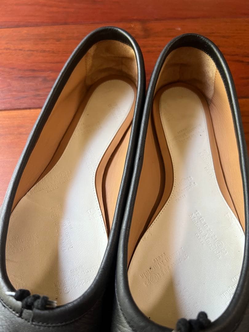 マルジェラ　バレエ　シューズ　36 ブラックレザーフラットシューズ