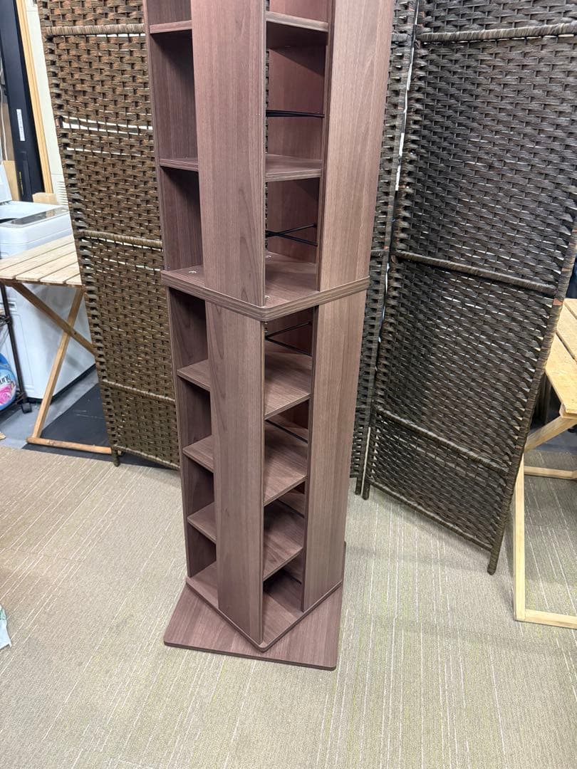 【美品】山善　回転本棚8段　コミックラック　DSRR-8(WL) ウォールナット