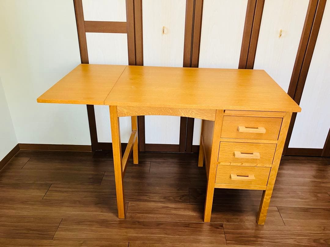 unico★パソコンデスク★学習机★ナチュラルウッド 3段引き出し