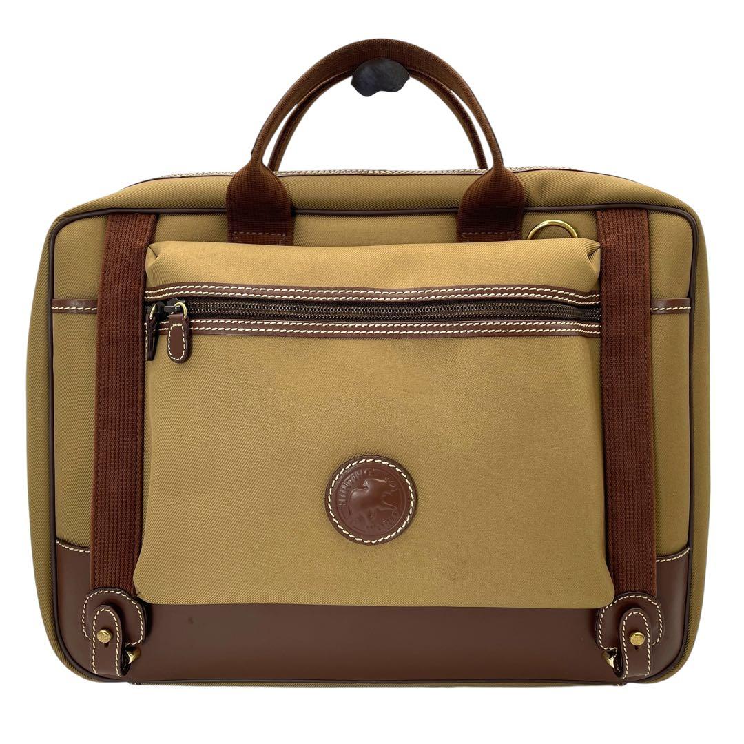 美品 ハンティングワールド キャンバス レザービジネスバッグカーキ 2WAY